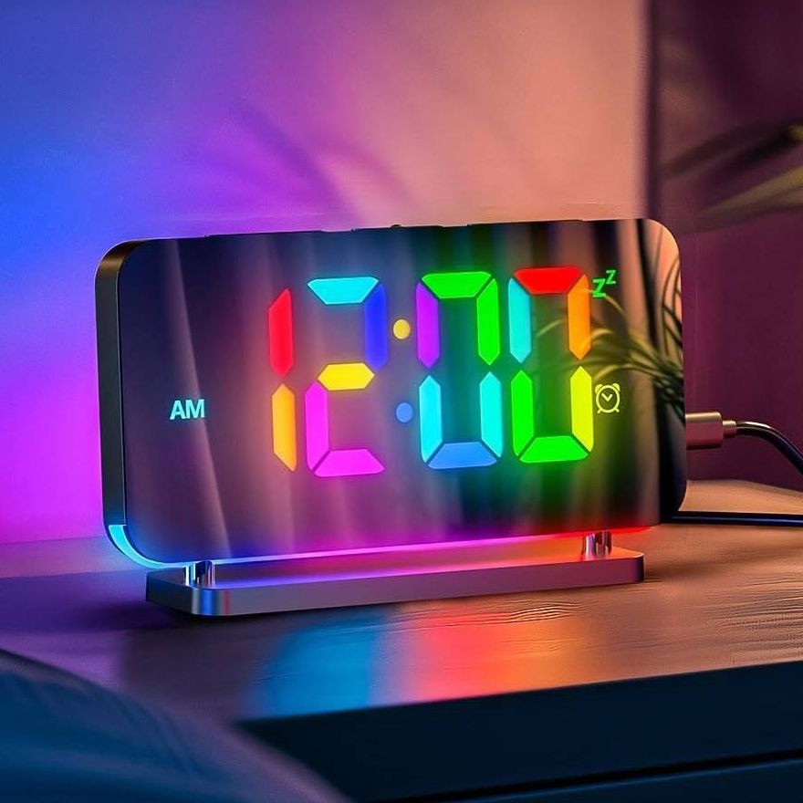 Электронные часы VST 888H RGB с зеркальным дисплеем, будильником и термометром