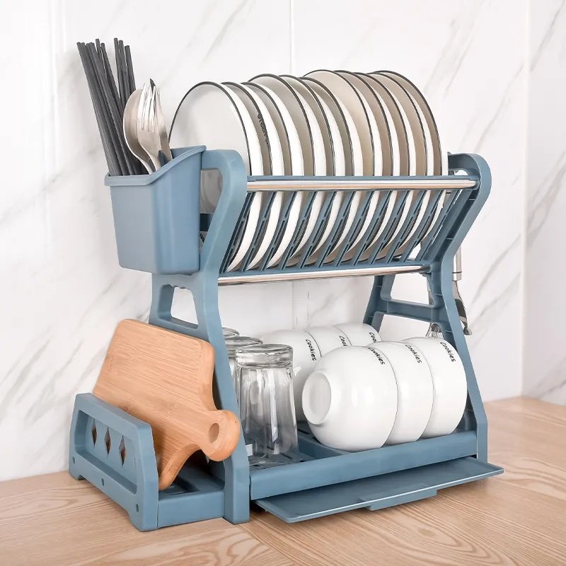 Двухуровневая сушилка для посуды с поддоном