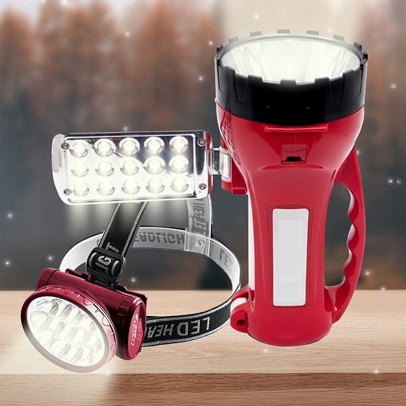 Мощный ручной фонарь YJ-2820-1 с боковым светом + Налобный фонарь YJ-1898 с регулируемым ремнем