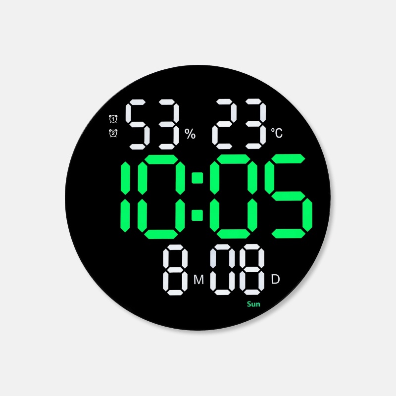 Круглые настенные электронные часы 3813L с термометром, гигрометром и календарем